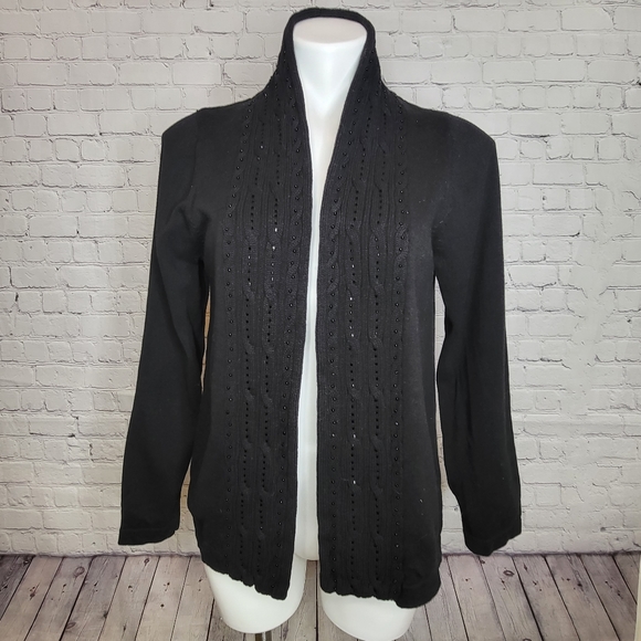 Christopher & Banks Black Beaded Cardigan Size M - Picture 1 of 6